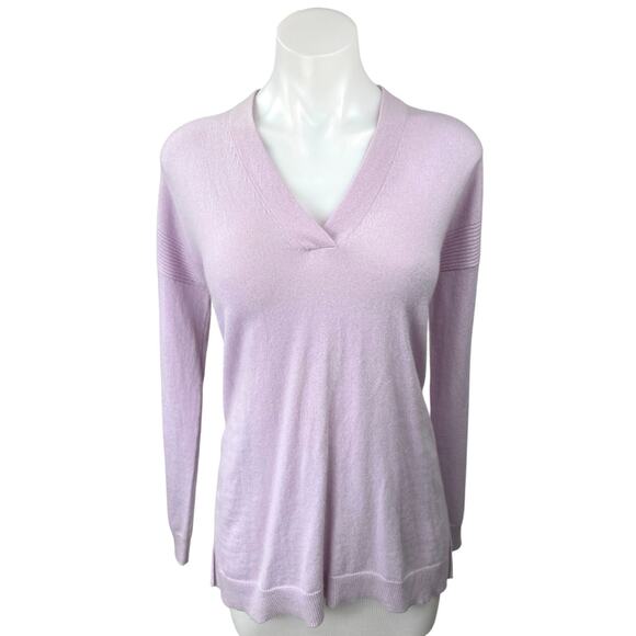 Vince Women's 100% Cashmere Purple V Neck Long Sleeve Pullover Sweater Top Sz XS - Picture 1 of 3